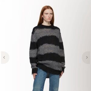 SOLD - ACNE Studios gray and black striped distressed mohair knit sweater XS